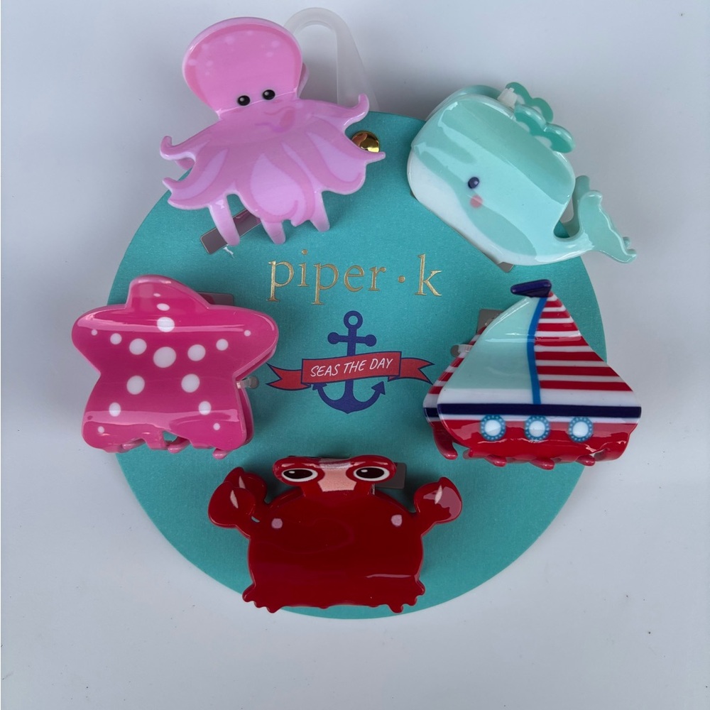 Piper K Sea Adventure Hair Clips - Pink, Red, Blue / NEW / cross posted